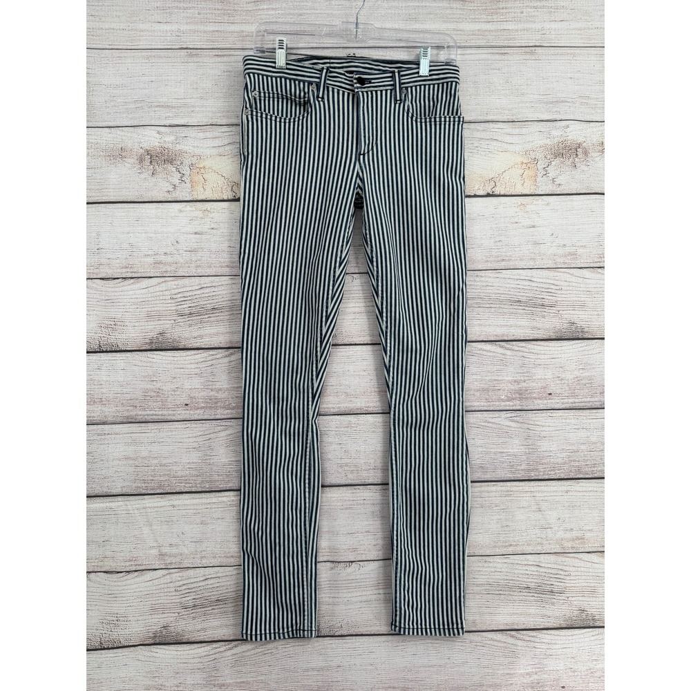Theory Skinny Jeans Women 27 Blue White Striped Stretch Denim Made in USA